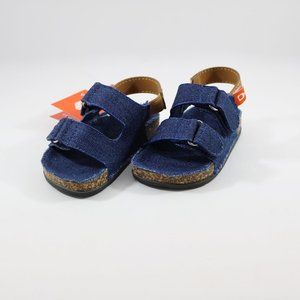 Oomphies Nolan Navy Denim Baby Boy Sandals Size 5
